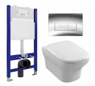 Комплект 3 в 1 инсталляция Enio Tecnico 50 EN8050050 + Унитаз подвесной Jacob Delafon Vox EDM102-00 + кнопка хром