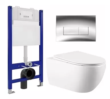 Комплект 3 в 1 инсталляция Enio Tecnico 50 EN8050050 + Унитаз подвесной Vincea Evo VT1-34 + кнопка хром