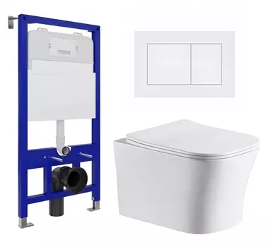 Комплект 3 в 1 инсталляция Enio Tecnico 52 EN8050052 + Подвесной унитаз CeruttiSpa Marmolada aria CT7778 + кнопка белая матовая
