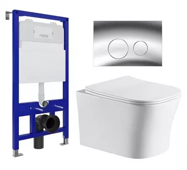 Комплект 3 в 1 инсталляция Enio Tecnico 52 EN8050052 + Подвесной унитаз CeruttiSpa Marmolada aria CT7778 + кнопка хром
