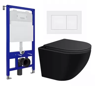 Комплект 3 в 1 инсталляция Enio Tecnico 52 EN8050052 + Подвесной унитаз SinteSi EVI + кнопка белая матовая