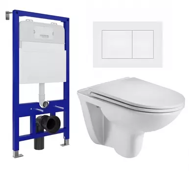 Комплект 3 в 1 инсталляция Enio Tecnico 52 EN8050052 + Подвесной унитаз WeltWasser Baarbach 004 GL-WT + кнопка белая матовая