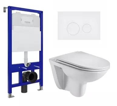 Комплект 3 в 1 инсталляция Enio Tecnico 52 EN8050052 + Подвесной унитаз WeltWasser Baarbach 004 GL-WT + кнопка белая матовая