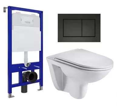 Комплект 3 в 1 инсталляция Enio Tecnico 52 EN8050052 + Подвесной унитаз WeltWasser Baarbach 004 GL-WT + кнопка черная матовая