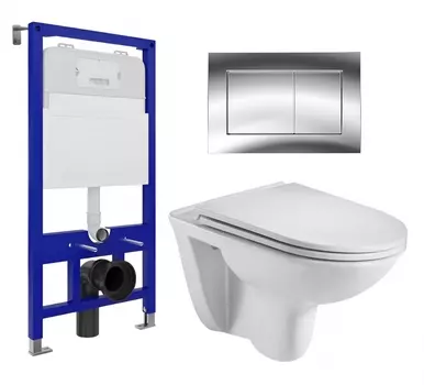 Комплект 3 в 1 инсталляция Enio Tecnico 52 EN8050052 + Подвесной унитаз WeltWasser Baarbach 004 GL-WT + кнопка хром