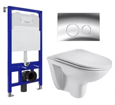 Комплект 3 в 1 инсталляция Enio Tecnico 52 EN8050052 + Подвесной унитаз WeltWasser Baarbach 004 GL-WT + кнопка хром