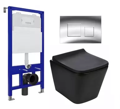 Комплект 3 в 1 инсталляция Enio Tecnico 52 EN8050052 + Подвесной унитаз WeltWasser Gelbach 041 MT-BL + кнопка хром
