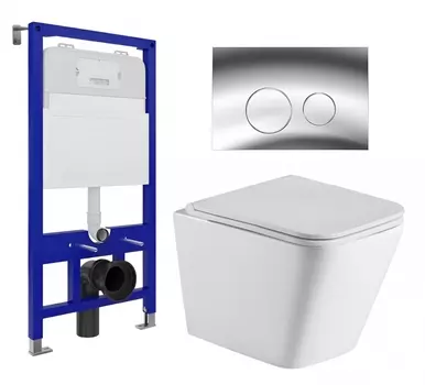 Комплект 3 в 1 инсталляция Enio Tecnico 52 EN8050052 + Подвесной унитаз WeltWasser Gelbach 043 GL-WT + кнопка хром