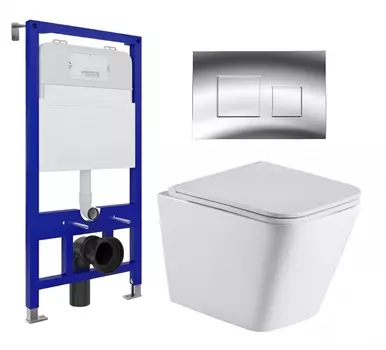 Комплект 3 в 1 инсталляция Enio Tecnico 52 EN8050052 + Подвесной унитаз WeltWasser Gelbach 043 GL-WT + кнопка хром