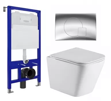 Комплект 3 в 1 инсталляция Enio Tecnico 52 EN8050052 + Подвесной унитаз WeltWasser Gelbach 043 GL-WT + кнопка хром