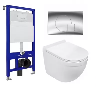 Комплект 3 в 1 инсталляция Enio Tecnico 52 EN8050052 + Подвесной унитаз WeltWasser Heimbach 043 GL-WT + кнопка хром