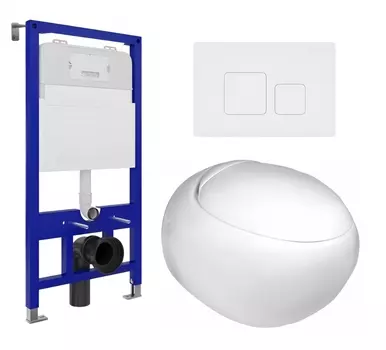 Комплект 3 в 1 инсталляция Enio Tecnico 52 EN8050052 + Подвесной унитаз WeltWasser Jeckenbach + кнопка белая матовая