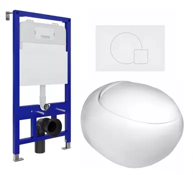 Комплект 3 в 1 инсталляция Enio Tecnico 52 EN8050052 + Подвесной унитаз WeltWasser Jeckenbach + кнопка белая матовая