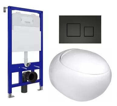 Комплект 3 в 1 инсталляция Enio Tecnico 52 EN8050052 + Подвесной унитаз WeltWasser Jeckenbach + кнопка черная матовая
