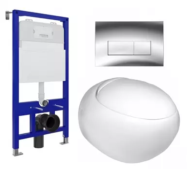 Комплект 3 в 1 инсталляция Enio Tecnico 52 EN8050052 + Подвесной унитаз WeltWasser Jeckenbach + кнопка хром