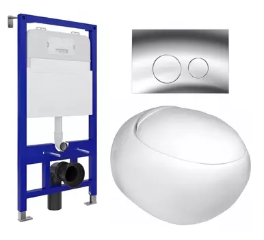 Комплект 3 в 1 инсталляция Enio Tecnico 52 EN8050052 + Подвесной унитаз WeltWasser Jeckenbach + кнопка хром
