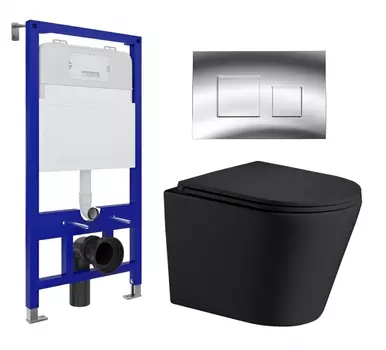 Комплект 3 в 1 инсталляция Enio Tecnico 52 EN8050052 + Подвесной унитаз WeltWasser Salzbach 043 MT-BL + кнопка хром