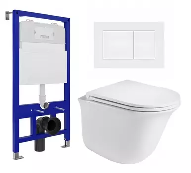 Комплект 3 в 1 инсталляция Enio Tecnico 52 EN8050052 + Подвесной унитаз WeltWasser Telbach 004 GL-WT + кнопка белая матовая