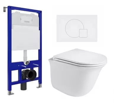 Комплект 3 в 1 инсталляция Enio Tecnico 52 EN8050052 + Подвесной унитаз WeltWasser Telbach 004 GL-WT + кнопка белая матовая