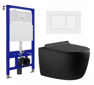 Комплект 3 в 1 инсталляция Enio Tecnico 52 EN8050052 + Унитаз подвесной Aquanet Cetus 287008 + кнопка белая матовая