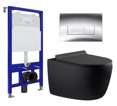 Комплект 3 в 1 инсталляция Enio Tecnico 52 EN8050052 + Унитаз подвесной Aquanet Cetus 287008 + кнопка хром