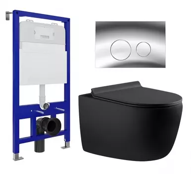 Комплект 3 в 1 инсталляция Enio Tecnico 52 EN8050052 + Унитаз подвесной Aquanet Cetus 287008 + кнопка хром