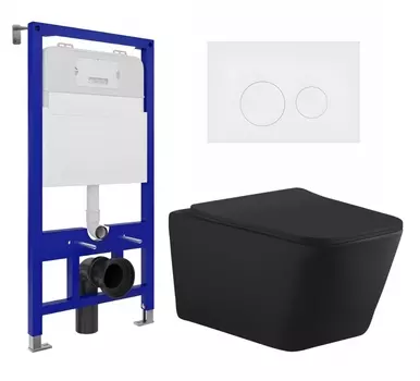 Комплект 3 в 1 инсталляция Enio Tecnico 52 EN8050052 + Унитаз подвесной Aquanet Tavr-W BW 287011 + кнопка белая матовая