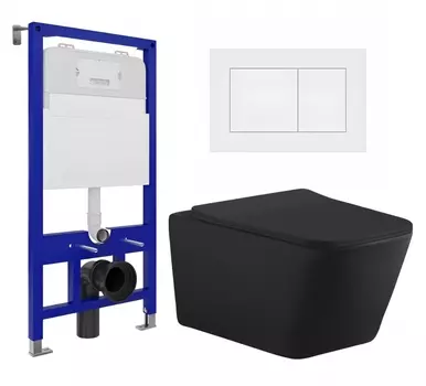 Комплект 3 в 1 инсталляция Enio Tecnico 52 EN8050052 + Унитаз подвесной Aquanet Tavr-W BW 287011 + кнопка белая матовая