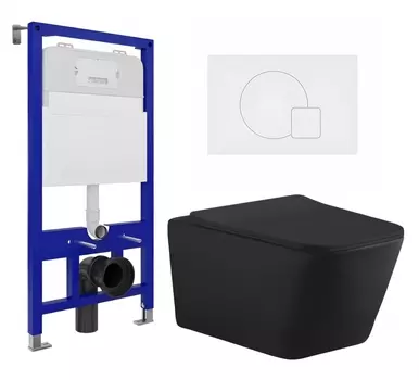 Комплект 3 в 1 инсталляция Enio Tecnico 52 EN8050052 + Унитаз подвесной Aquanet Tavr-W BW 287011 + кнопка белая матовая