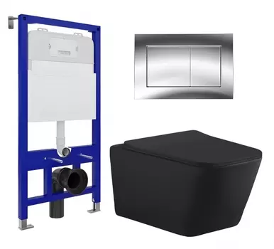 Комплект 3 в 1 инсталляция Enio Tecnico 52 EN8050052 + Унитаз подвесной Aquanet Tavr-W BW 287011 + кнопка хром