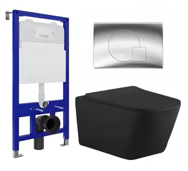 Комплект 3 в 1 инсталляция Enio Tecnico 52 EN8050052 + Унитаз подвесной Aquanet Tavr-W BW 287011 + кнопка хром