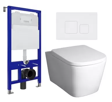 Комплект 3 в 1 инсталляция Enio Tecnico 52 EN8050052 + Унитаз подвесной BelBagno Albano BB120CHR + кнопка белая матовая