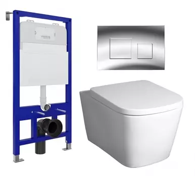 Комплект 3 в 1 инсталляция Enio Tecnico 52 EN8050052 + Унитаз подвесной BelBagno Albano BB120CHR + кнопка хром