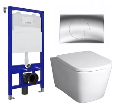 Комплект 3 в 1 инсталляция Enio Tecnico 52 EN8050052 + Унитаз подвесной BelBagno Albano BB120CHR + кнопка хром