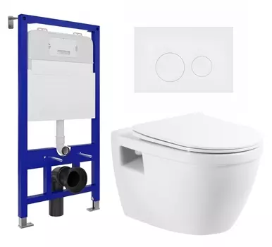 Комплект 3 в 1 инсталляция Enio Tecnico 52 EN8050052 + Унитаз подвесной BelBagno Loto BB070CHR/SC + кнопка белая матовая