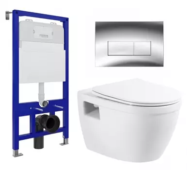 Комплект 3 в 1 инсталляция Enio Tecnico 52 EN8050052 + Унитаз подвесной BelBagno Loto BB070CHR/SC + кнопка хром