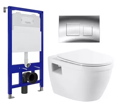 Комплект 3 в 1 инсталляция Enio Tecnico 52 EN8050052 + Унитаз подвесной BelBagno Loto BB070CHR/SC + кнопка хром