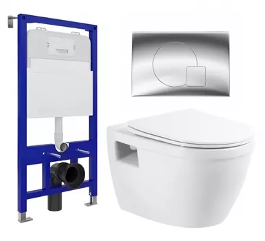 Комплект 3 в 1 инсталляция Enio Tecnico 52 EN8050052 + Унитаз подвесной BelBagno Loto BB070CHR/SC + кнопка хром