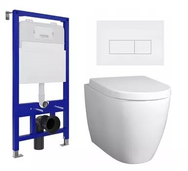 Комплект 3 в 1 инсталляция Enio Tecnico 52 EN8050052 + Унитаз подвесной BelBagno Marino + кнопка белая матовая
