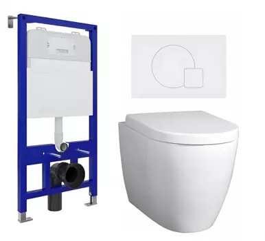 Комплект 3 в 1 инсталляция Enio Tecnico 52 EN8050052 + Унитаз подвесной BelBagno Marino + кнопка белая матовая