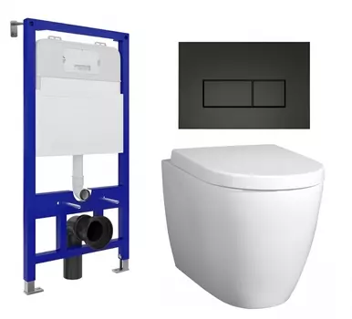 Комплект 3 в 1 инсталляция Enio Tecnico 52 EN8050052 + Унитаз подвесной BelBagno Marino + кнопка черная матовая