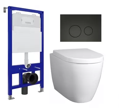 Комплект 3 в 1 инсталляция Enio Tecnico 52 EN8050052 + Унитаз подвесной BelBagno Marino + кнопка черная матовая