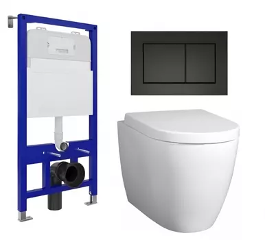 Комплект 3 в 1 инсталляция Enio Tecnico 52 EN8050052 + Унитаз подвесной BelBagno Marino + кнопка черная матовая