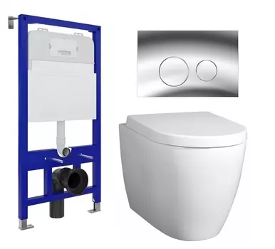 Комплект 3 в 1 инсталляция Enio Tecnico 52 EN8050052 + Унитаз подвесной BelBagno Marino + кнопка хром