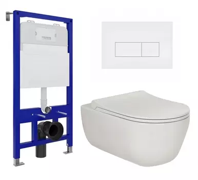 Комплект 3 в 1 инсталляция Enio Tecnico 52 EN8050052 + Унитаз подвесной Berges Wasserhaus Ego XL 082118 + кнопка белая матовая