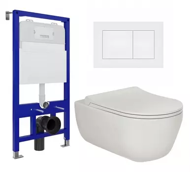 Комплект 3 в 1 инсталляция Enio Tecnico 52 EN8050052 + Унитаз подвесной Berges Wasserhaus Ego XL 082118 + кнопка белая матовая