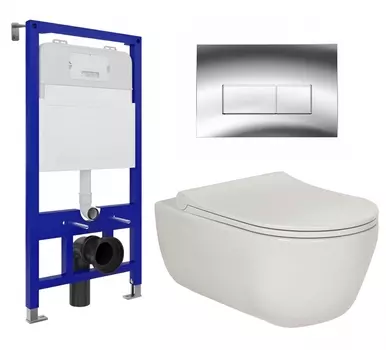 Комплект 3 в 1 инсталляция Enio Tecnico 52 EN8050052 + Унитаз подвесной Berges Wasserhaus Ego XL 082118 + кнопка хром