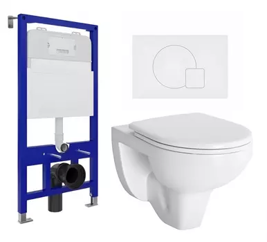 Комплект 3 в 1 инсталляция Enio Tecnico 52 EN8050052 + Унитаз подвесной Berges Wasserhaus Gamma 081105 + кнопка белая матовая