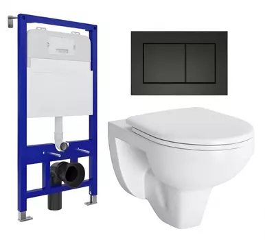 Комплект 3 в 1 инсталляция Enio Tecnico 52 EN8050052 + Унитаз подвесной Berges Wasserhaus Gamma 081105 + кнопка черная матовая