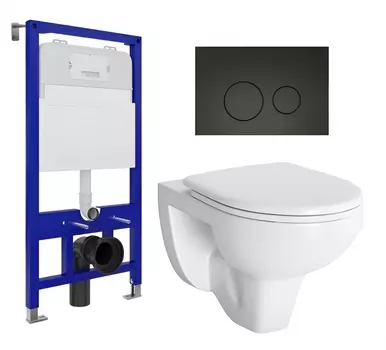 Комплект 3 в 1 инсталляция Enio Tecnico 52 EN8050052 + Унитаз подвесной Berges Wasserhaus Gamma 081105 + кнопка черная матовая